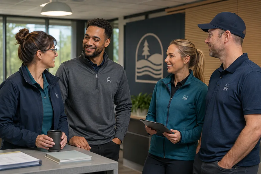 Municipal staff wearing coordinated branded apparel